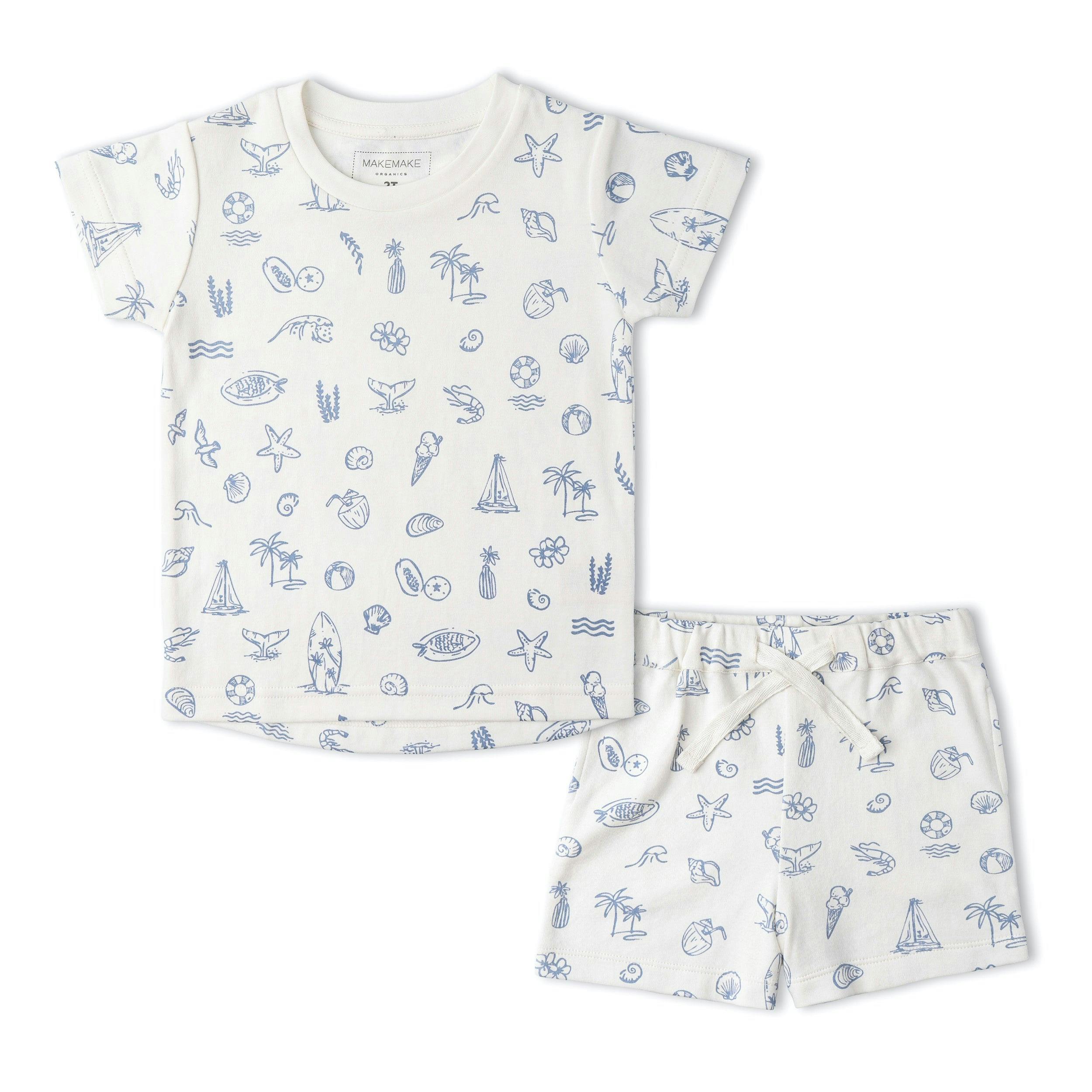 Organic Tee & Shorts Set - Coastal