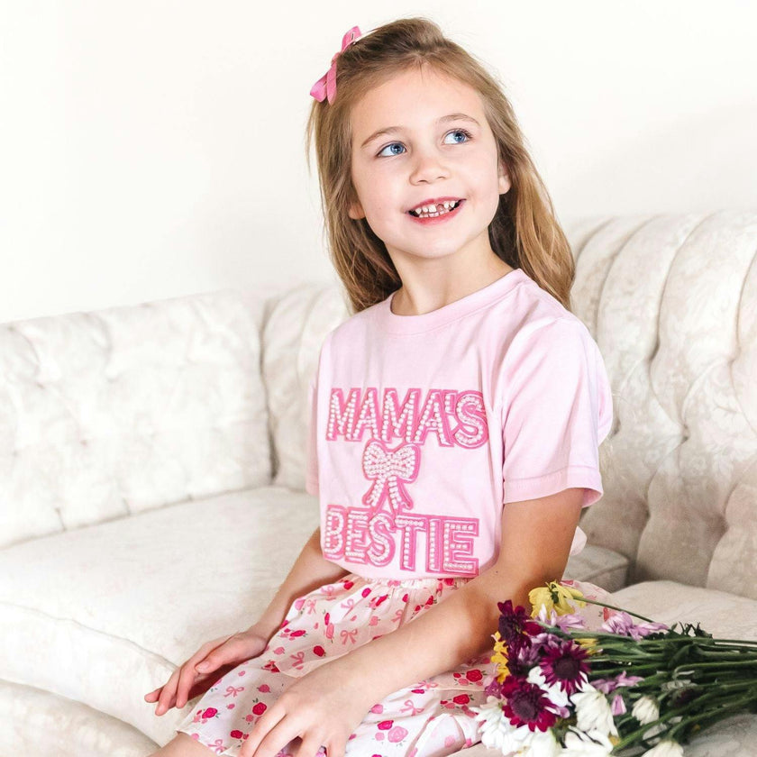 Mama's Bestie Pearl Patch Short Sleeve T-Shirt - Ballet