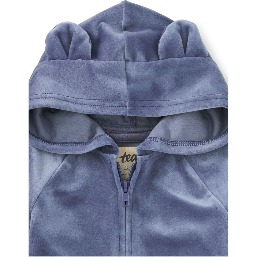Ears Velour Baby Hoodie, Blue
