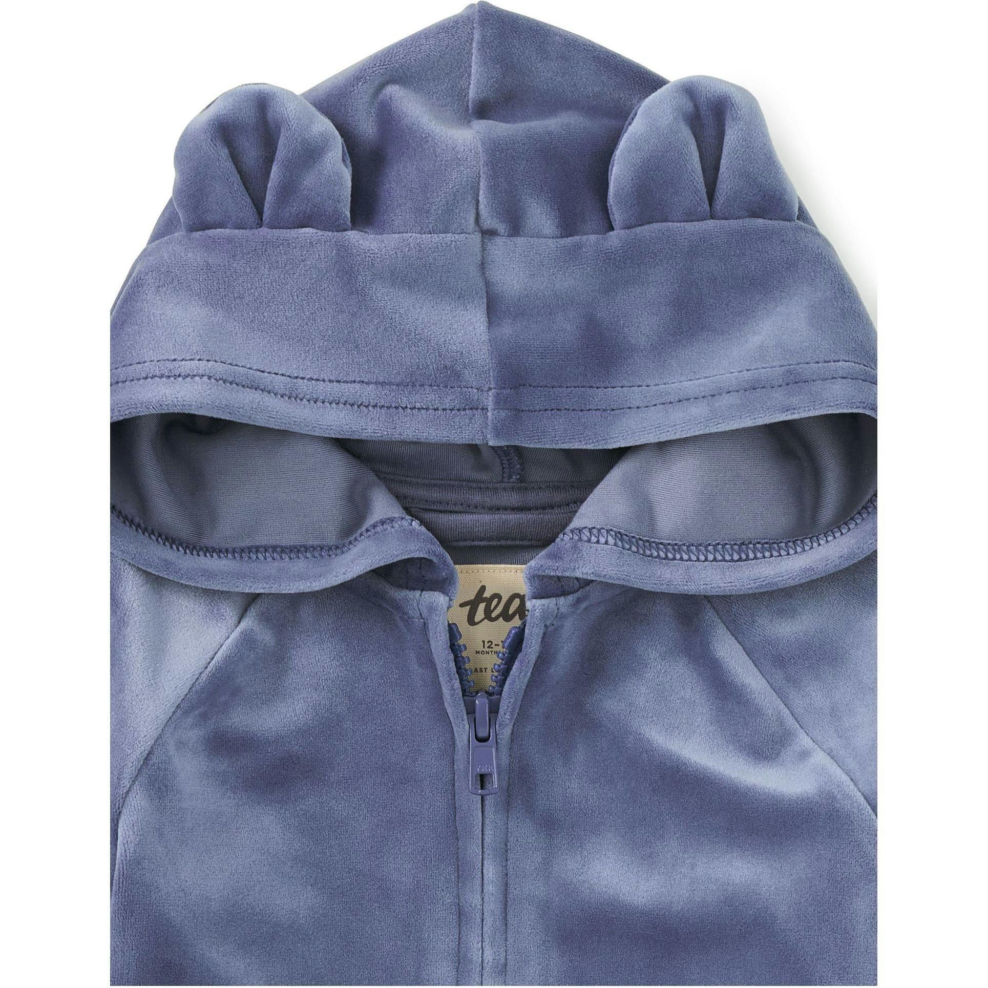 Ears Velour Baby Hoodie, Blue