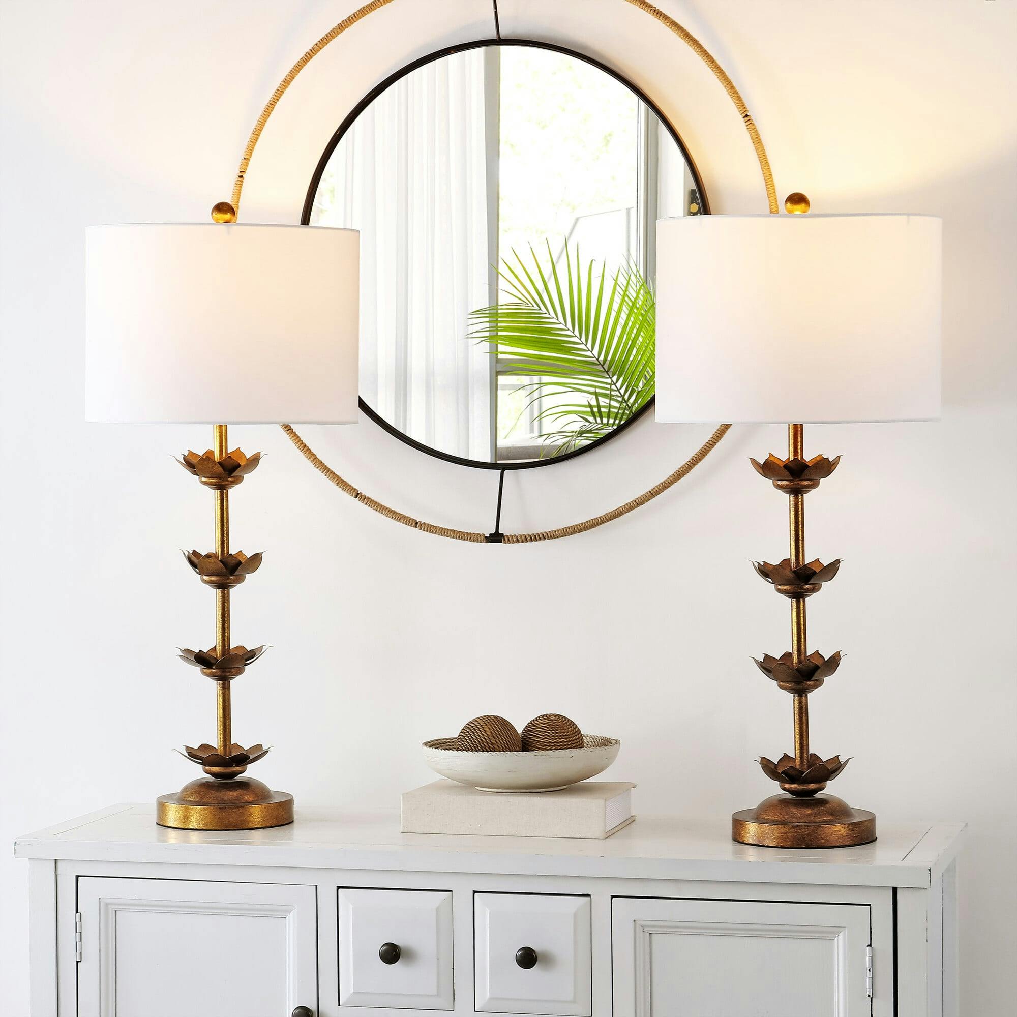 Lani Leaf Table Lamps with USB Port