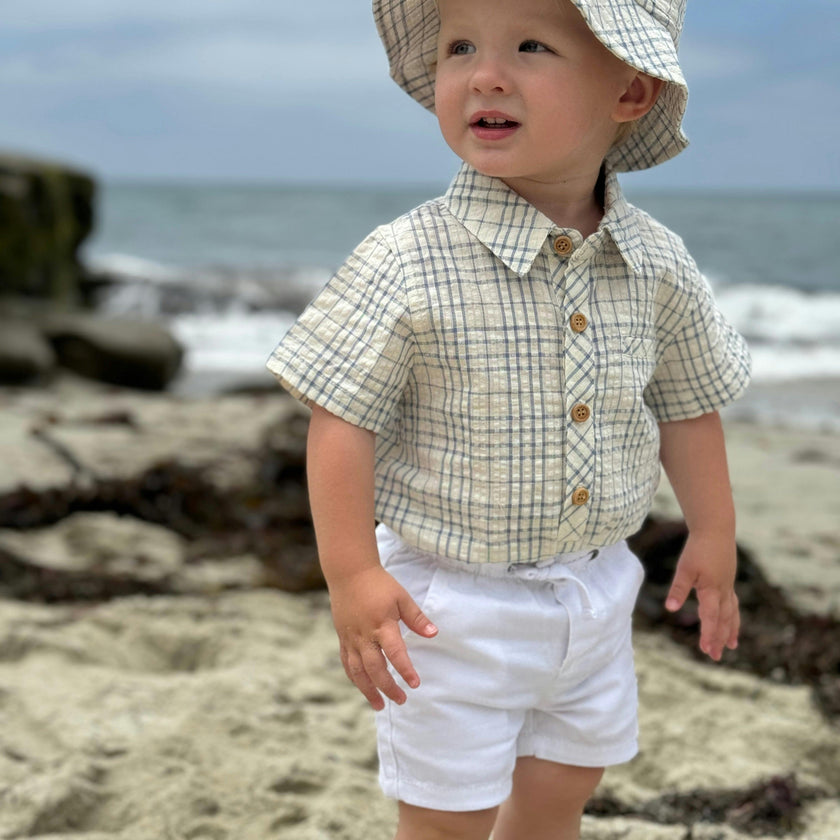 FISHERMAN Chambray/Cream Plaid Bucket Hat