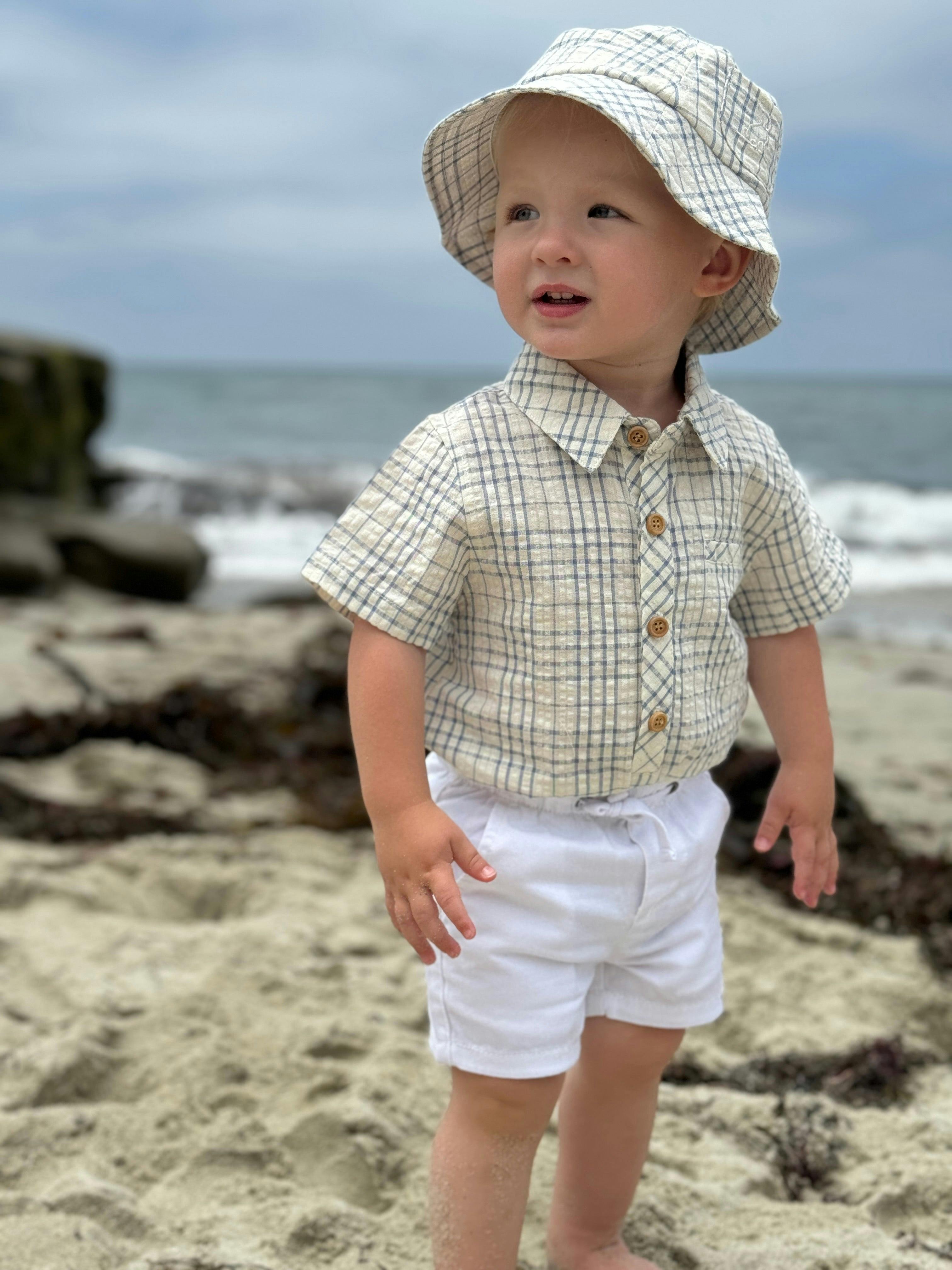 FISHERMAN Chambray/Cream Plaid Bucket Hat