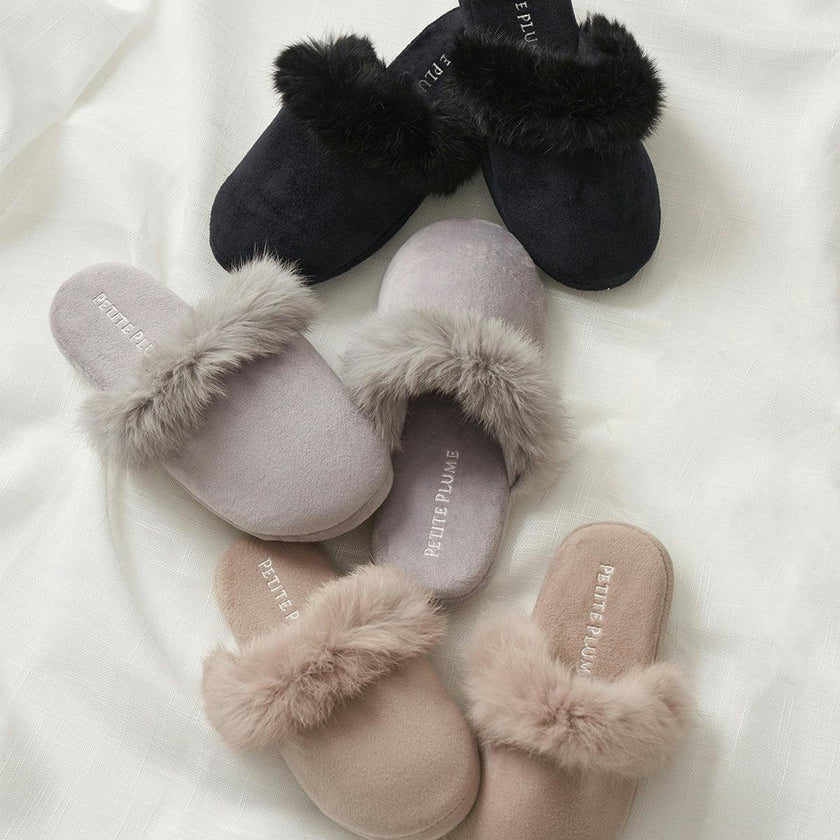 Women's Faux Fur Trim Slipper in Grey
