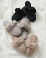 Women's Faux Fur Trim Slipper in Grey