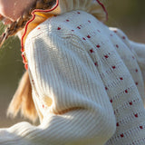 Oatmeal Frill Snuggly Knitted Cardigan, Cream