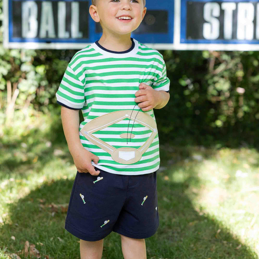 Knit Short Set With Baseball Field