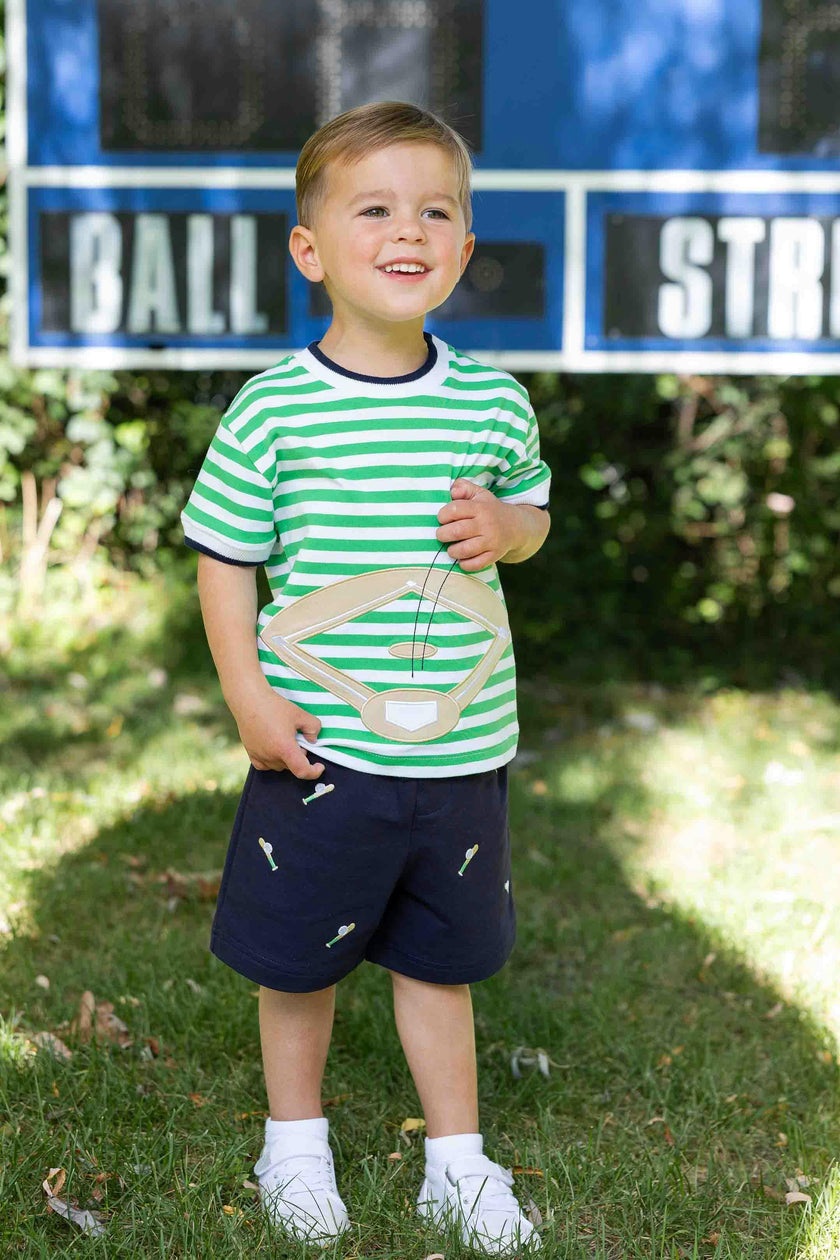 Knit Short Set With Baseball Field