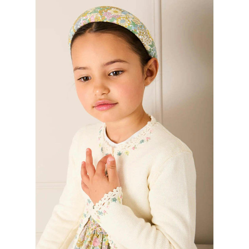 Wildflower Embroidered Openwork Detail Cotton Cardigan in Cream (18mths- 10yrs)