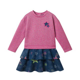 Girls Metallic 2-Fer Star Dress | Pink Star