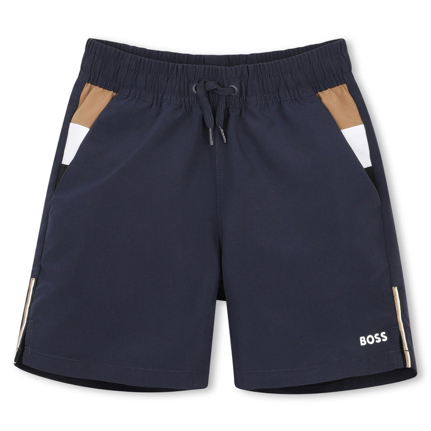 Navy Color-Block Swimshorts