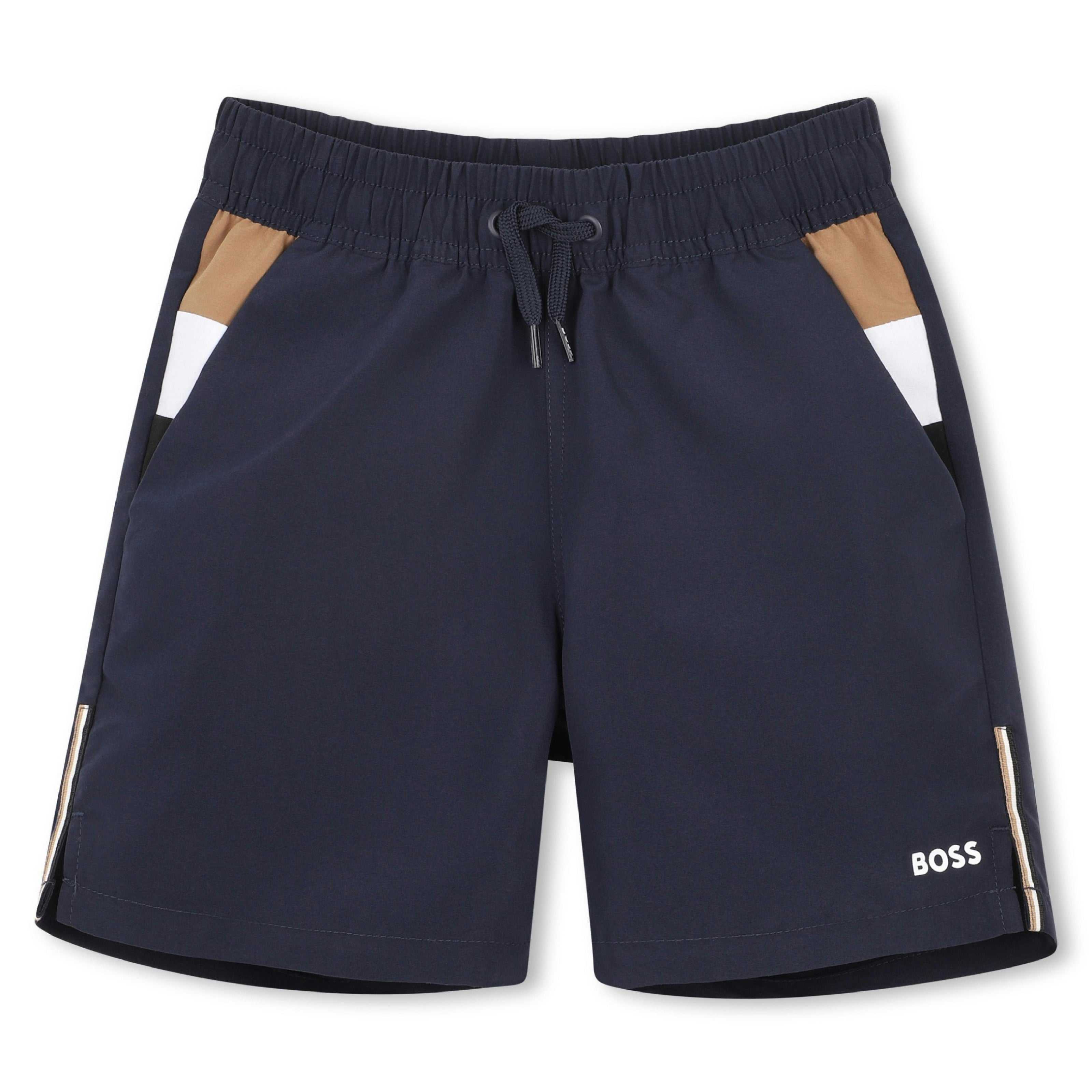 Navy Color-Block Swimshorts