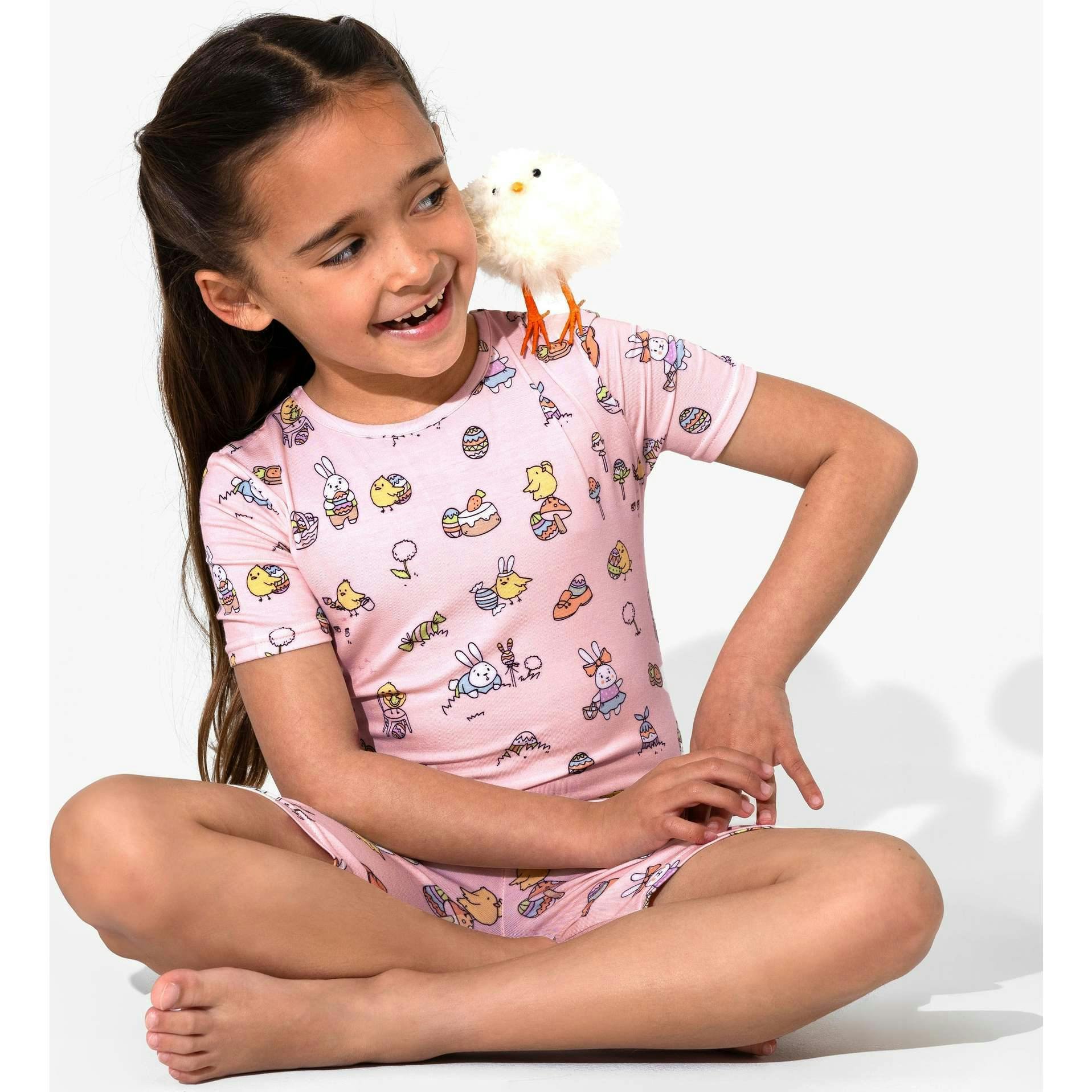 Easter Pink Kids Bamboo Short Set