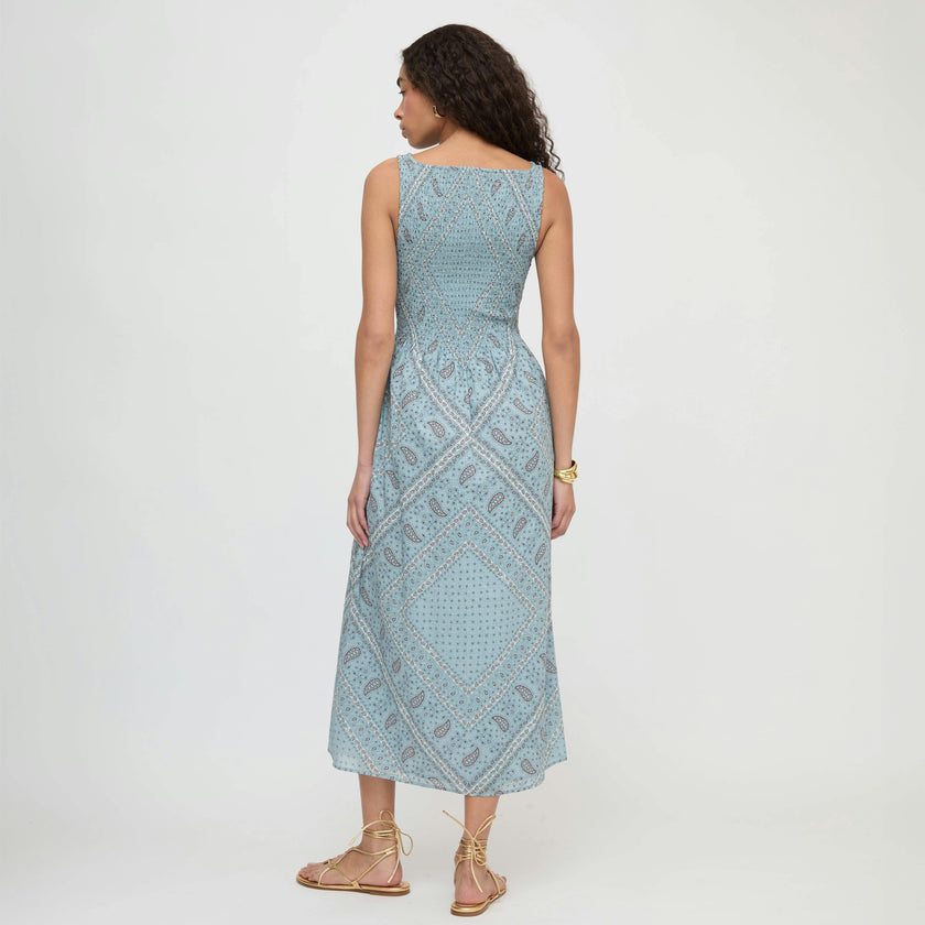 The Cosima Nap Dress - Dusty Blue Gemstone Mosaic Scarf
