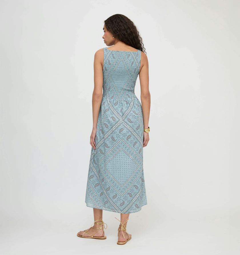 The Cosima Nap Dress - Dusty Blue Gemstone Mosaic Scarf