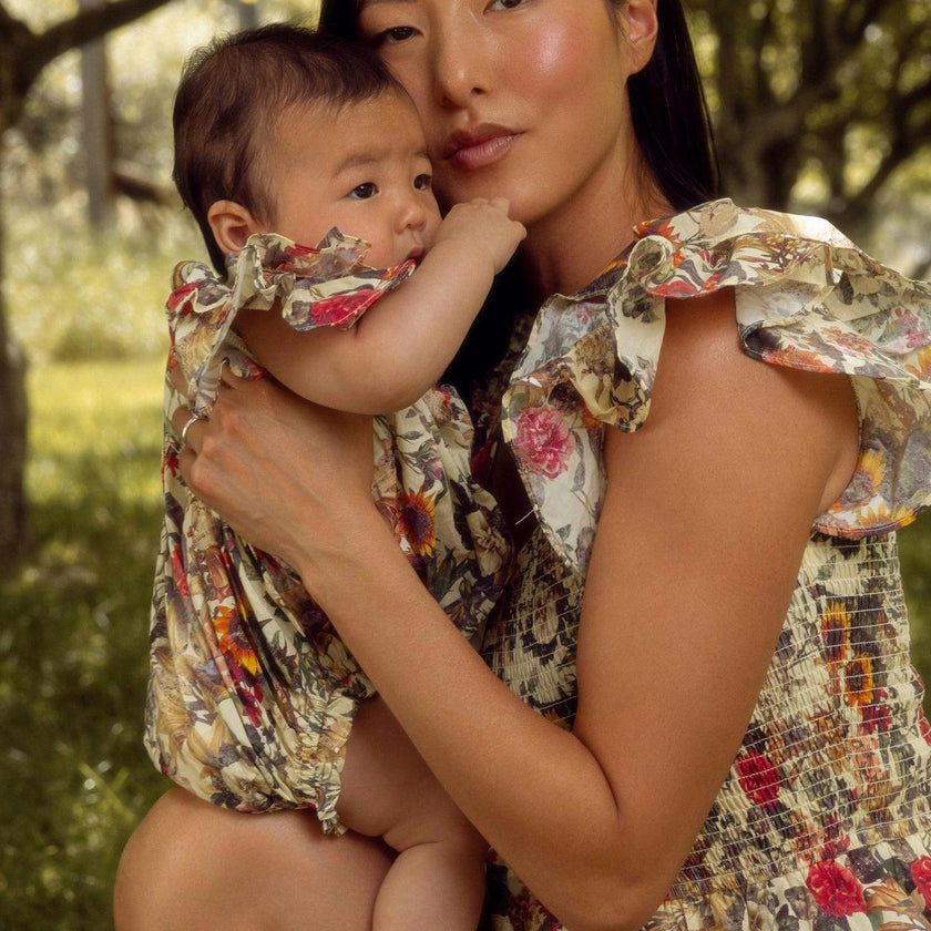Baby Hattie Romper in Rose Vine