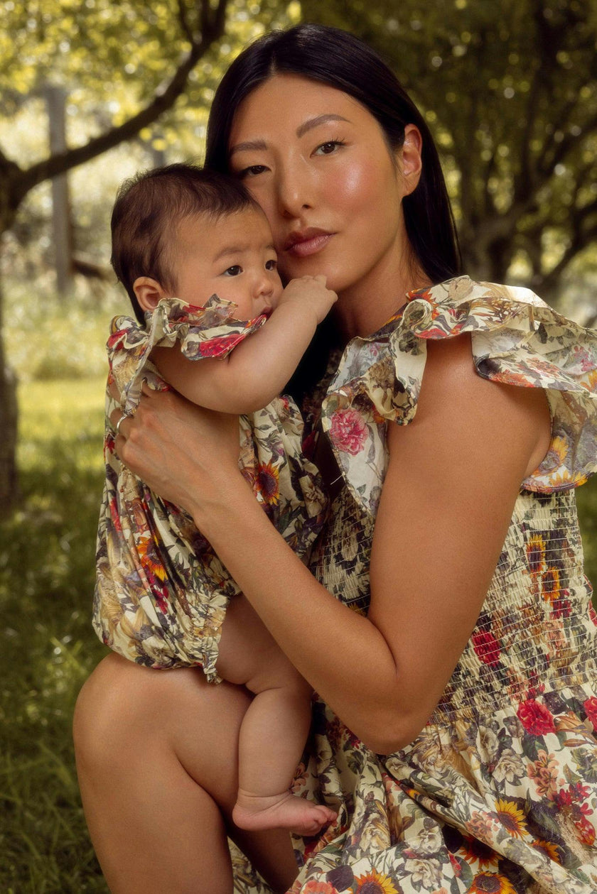 Baby Hattie Romper in Rose Vine