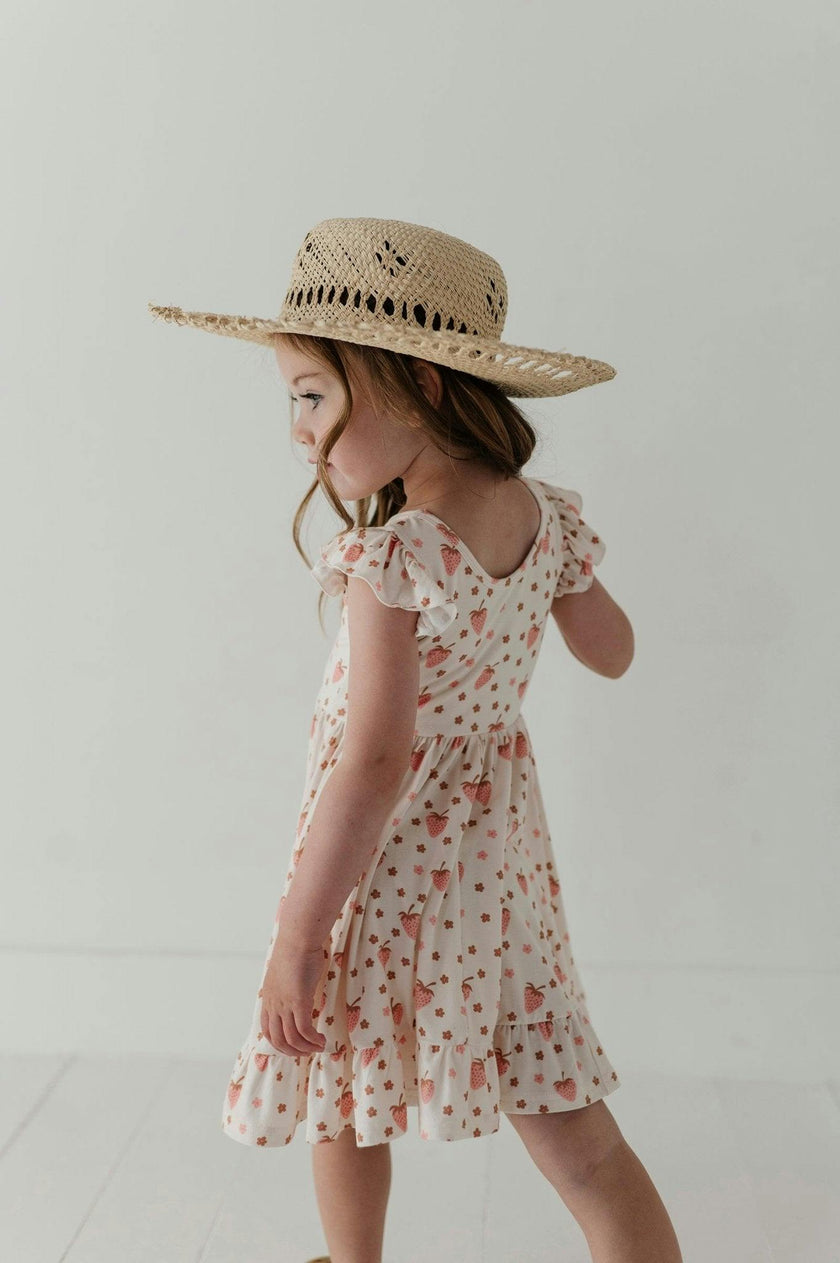 Girls Sleeveless Twirl Dress in Strawberries
