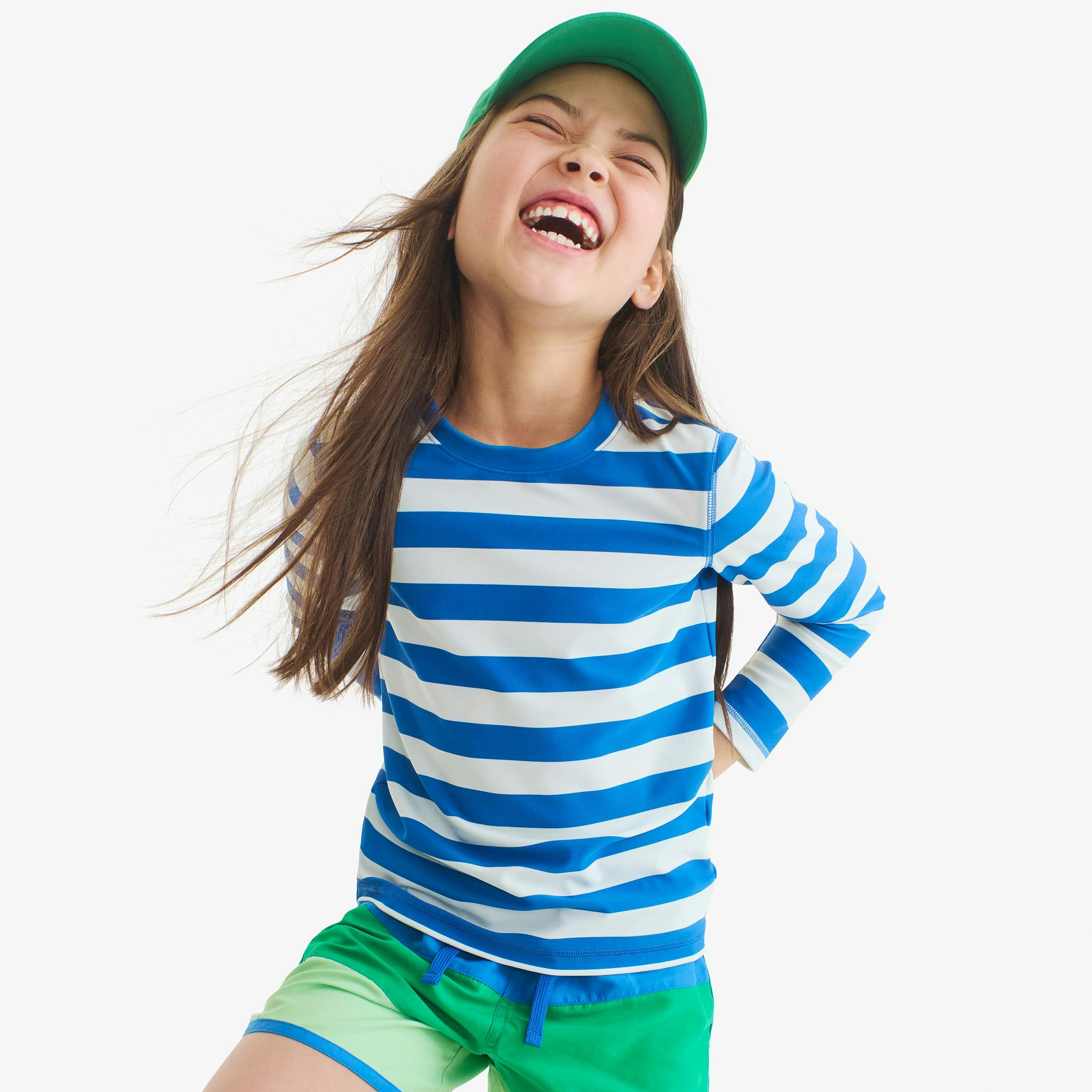 Kids long sleeve rash guard in stripe