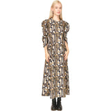 Cassis Dress in Olive Labyrinth