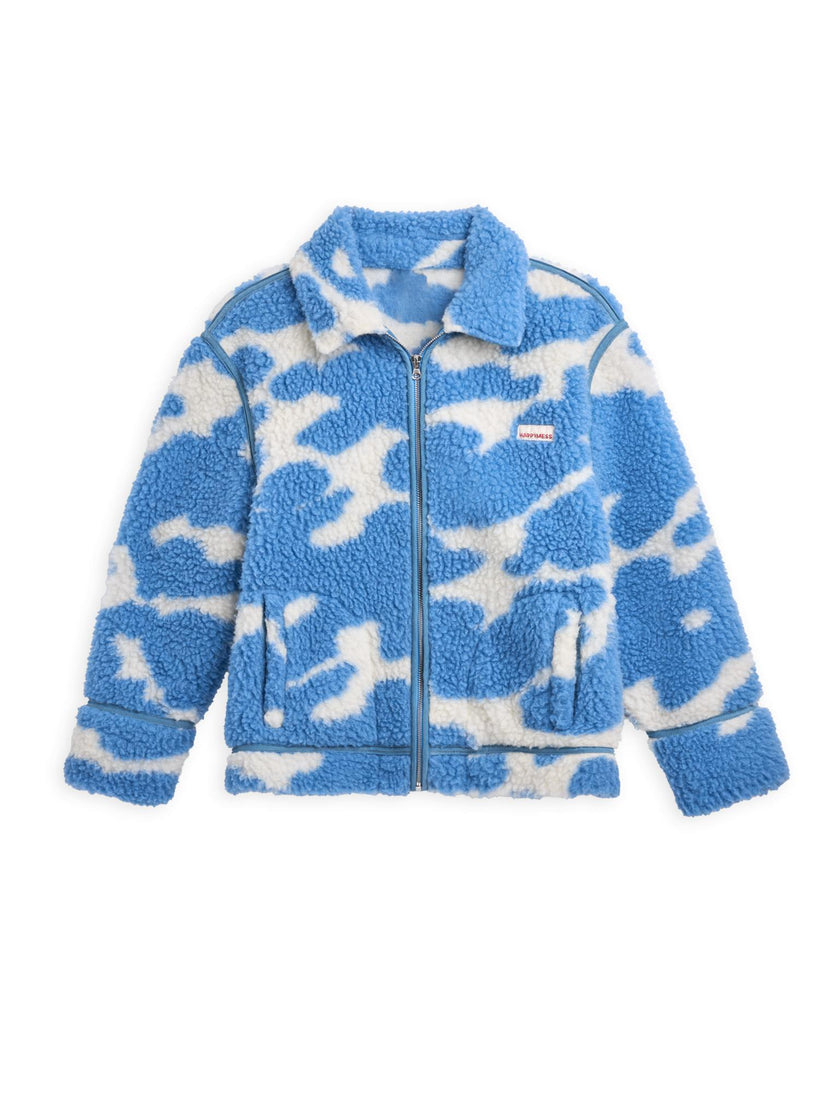 adult merino wool jacket - blue cow
