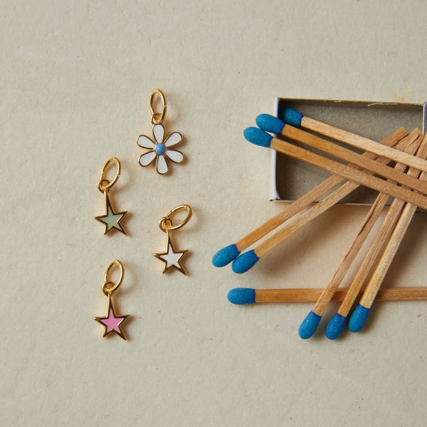 Mini White Enamel Star Charm