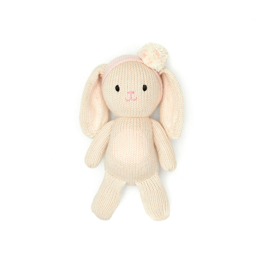 Baby bunny girl with pompom Pink -  8"