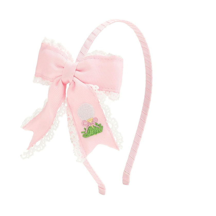 Golf Tee Embroidered Lace Bow Headband
