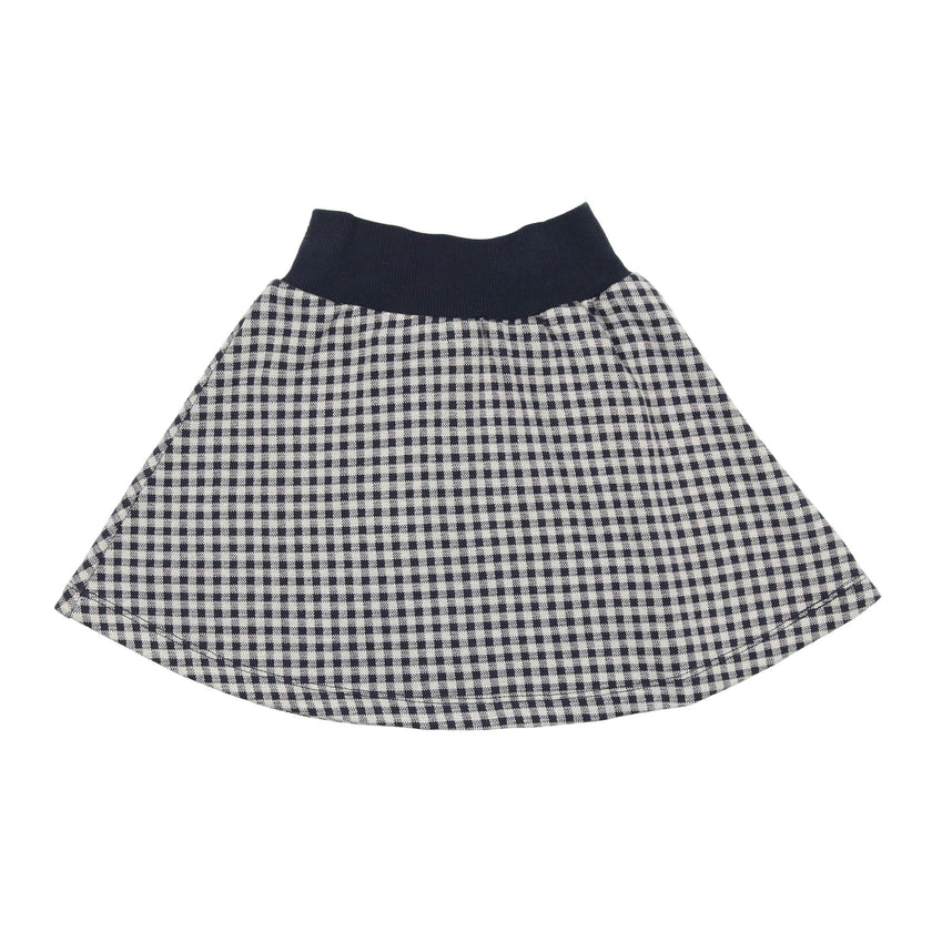 Soft Gingham Ribbed Waist A-Line Short Skirt