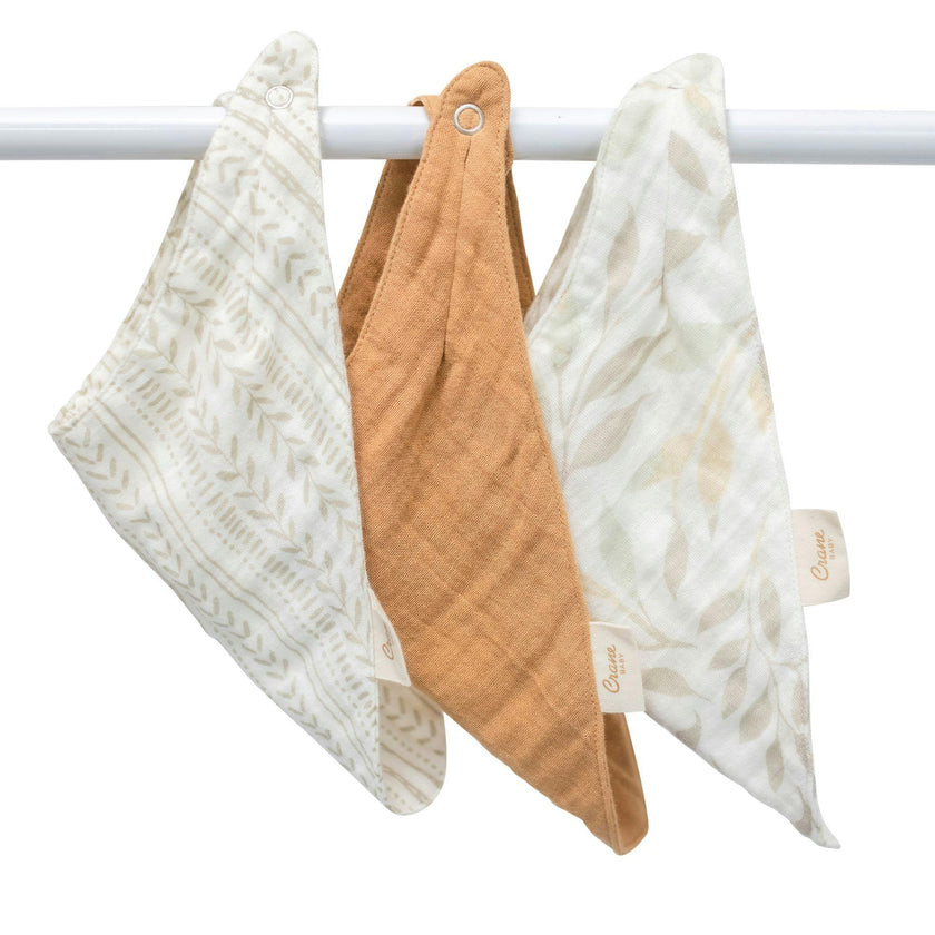 Willow Sage Cotton Bandana Baby Bib (3 Pack)