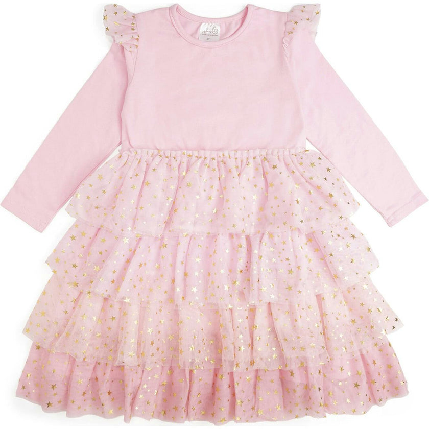 Pink Princess Tiered Long Sleeve Tutu Dress
