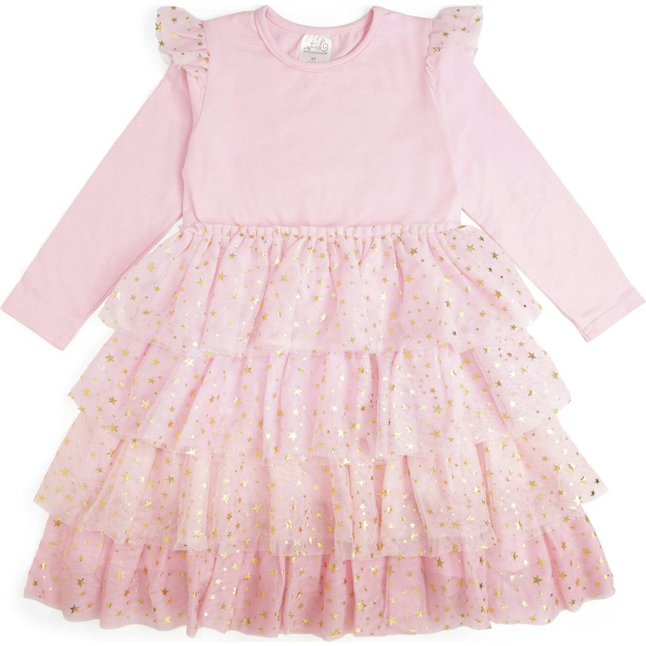 Pink Princess Tiered Long Sleeve Tutu Dress