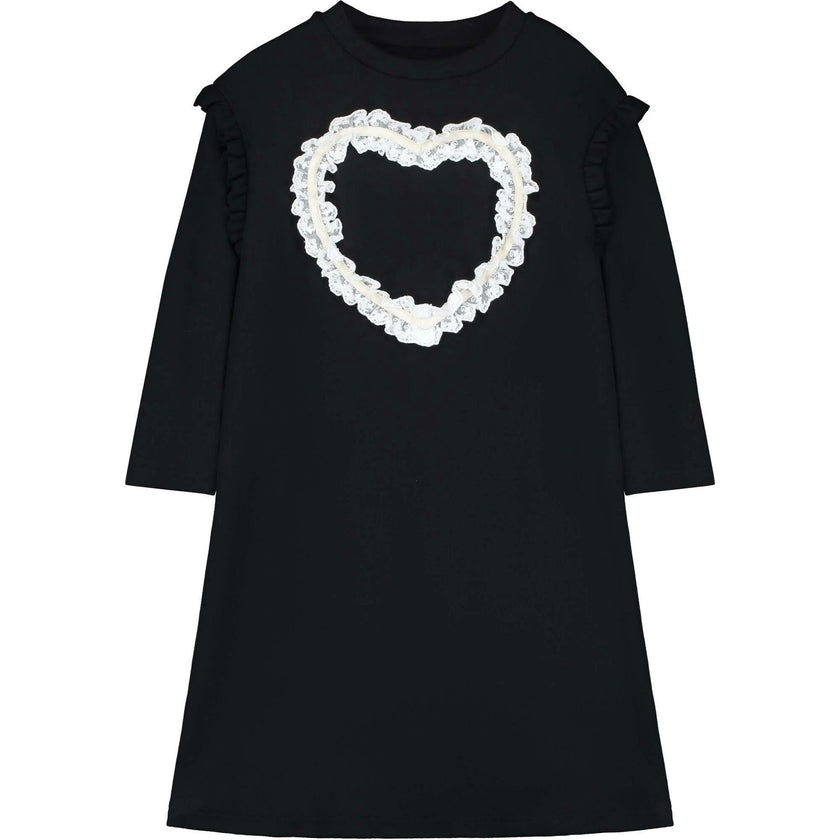 Lace Heart Dress Black