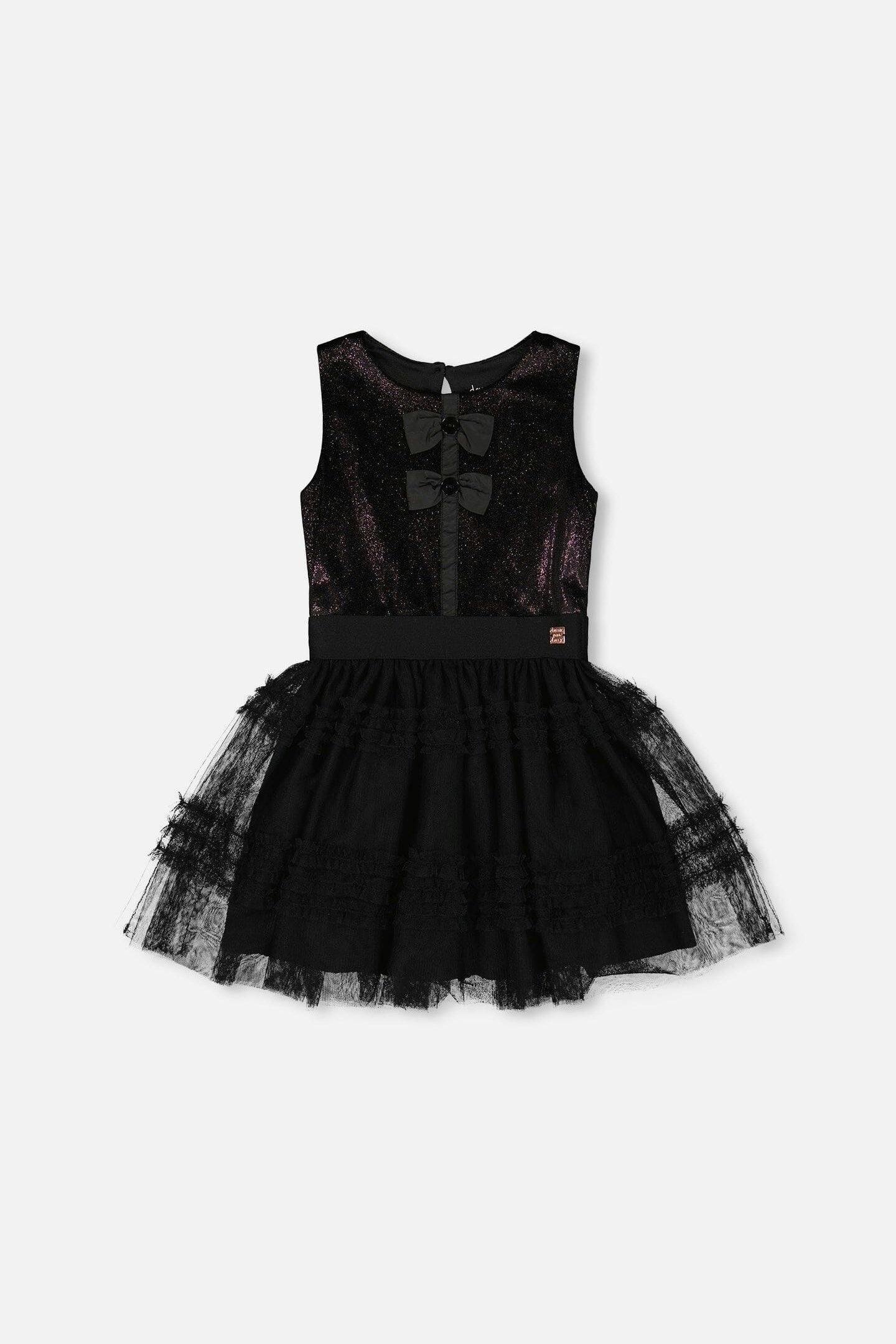 Sleeveless Bi-Material Velour And Mesh Dress Black