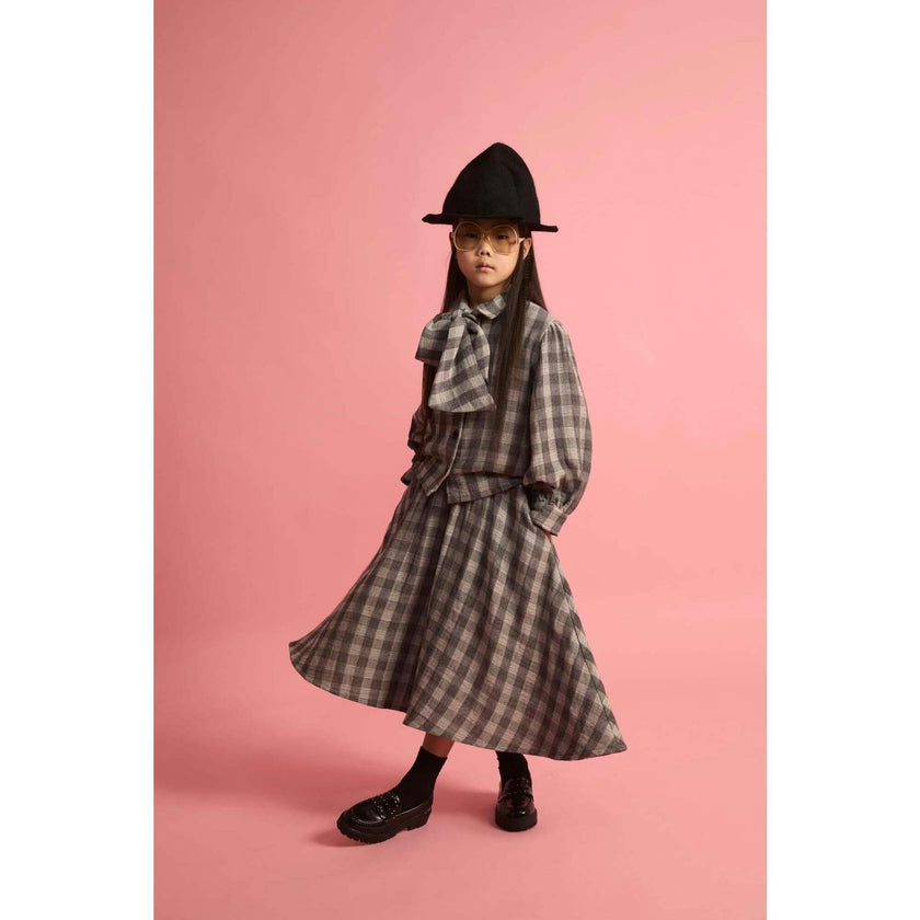 Check Bow Blouse