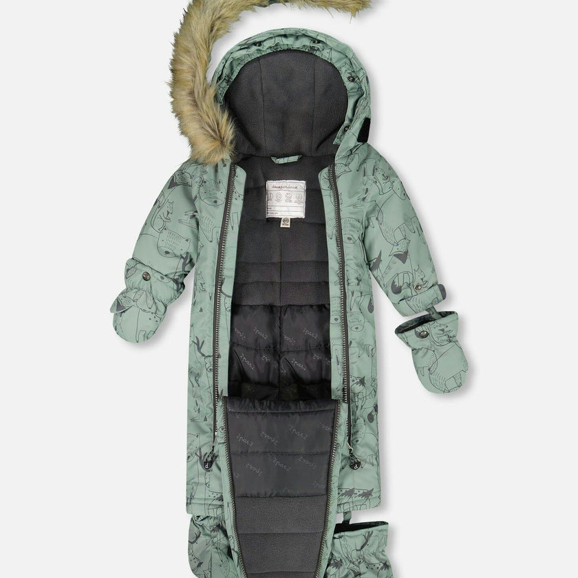 One-Piece Baby Play Snowsuit Designed for Car Seat