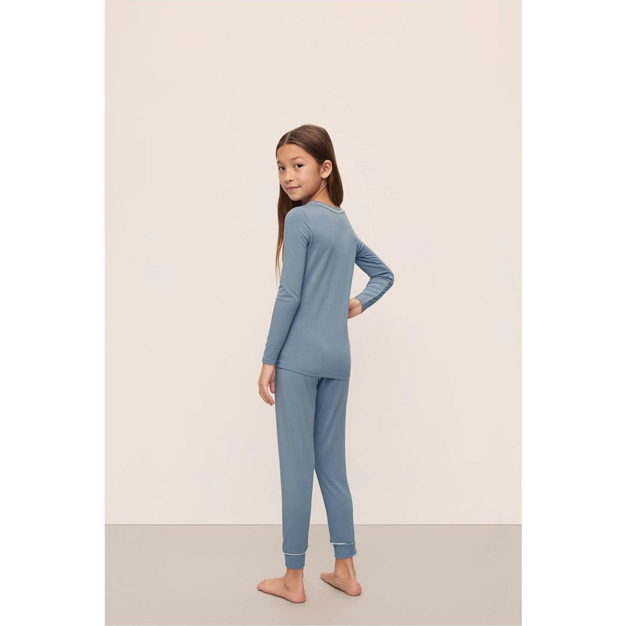 Kids TENCEL Modal Unisex Long PJ Set, Blue