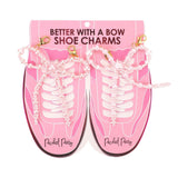 Packed Party Pink Pearl Bow Shoe Charms - Multi-Sized Faux Pearl Bow Charms with Lobster Clips for Sneakers, 2.75x3.3 Inch