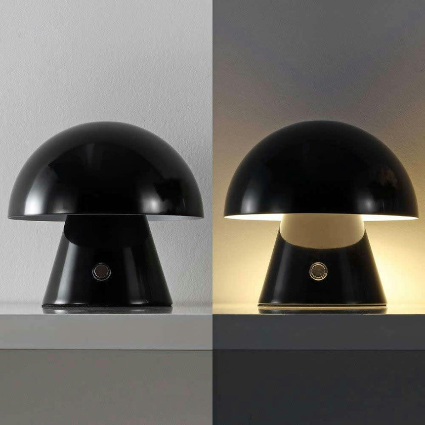 Porcini 7" Contemporary Bohemian Rechargeable/Cordless Iron Integrated LED Mushroom Table Lamp