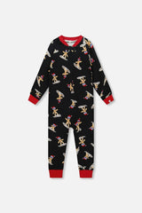 Organic Cotton Interlock One-Piece Pajama Black Cookie Print