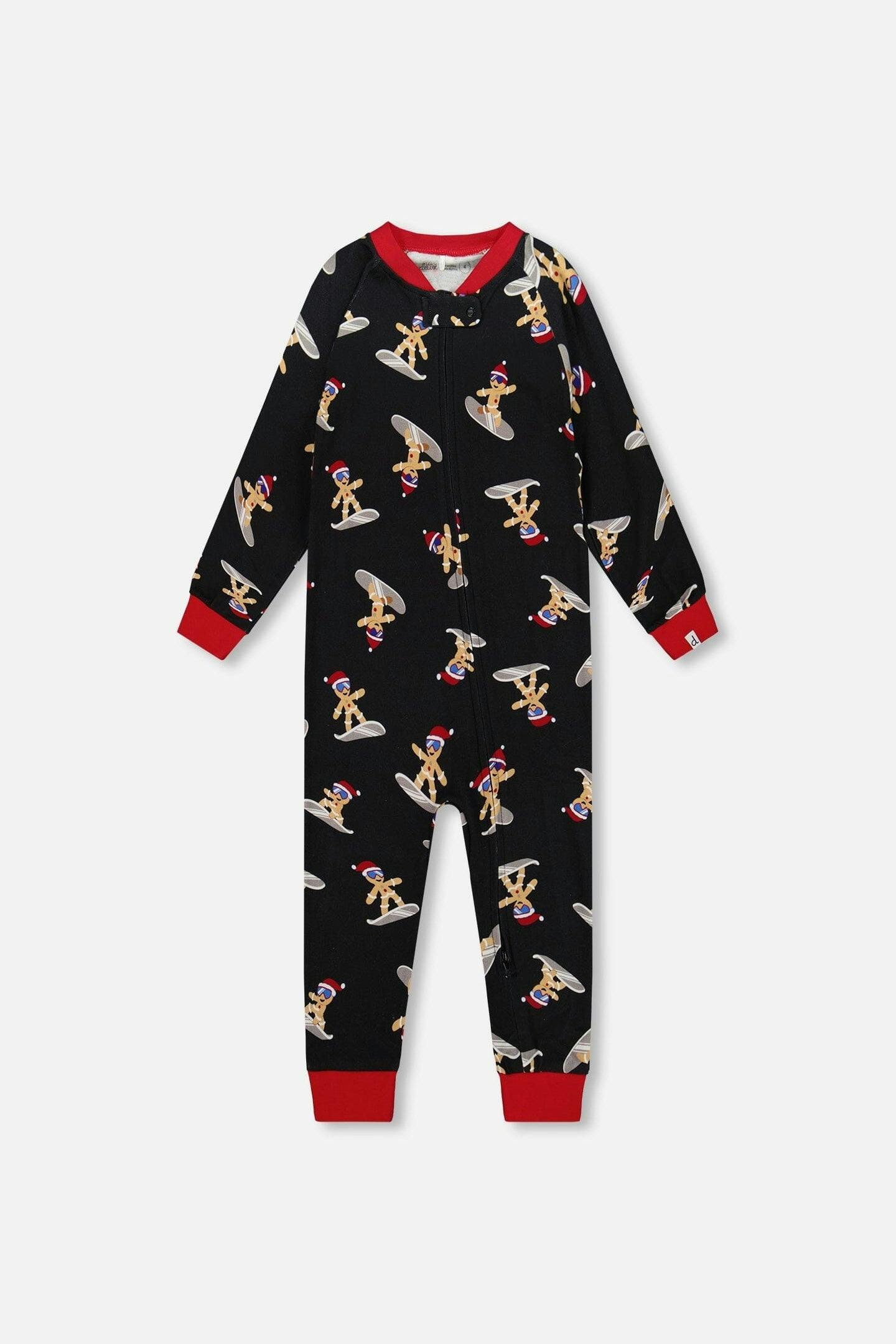 Organic Cotton Interlock One-Piece Pajama Black Cookie Print