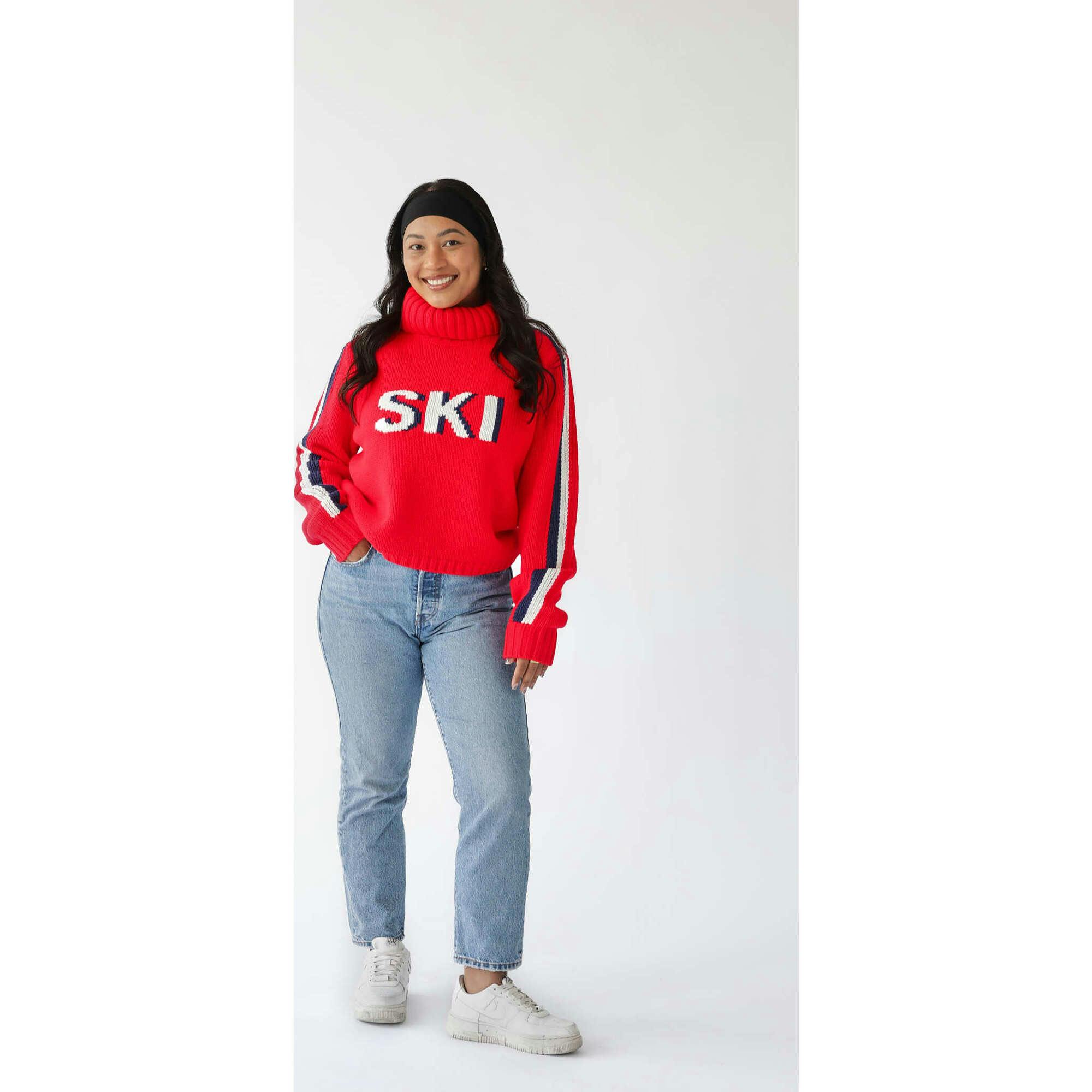 Womens Retro Ski Cropped Turtleneck