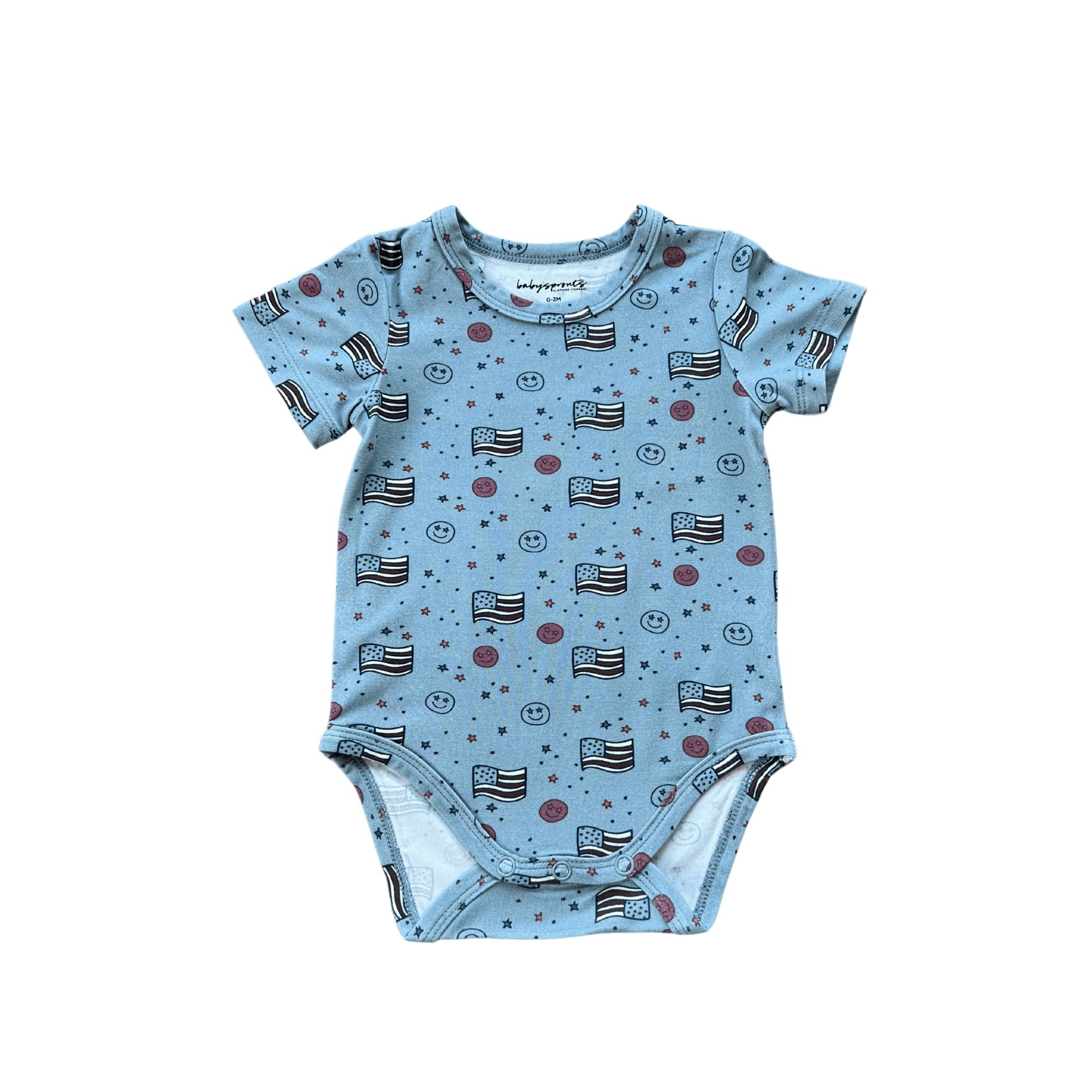 Baby Short Sleeve Bodysuit Retro America