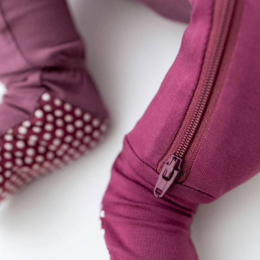 Plum Zippered Footie