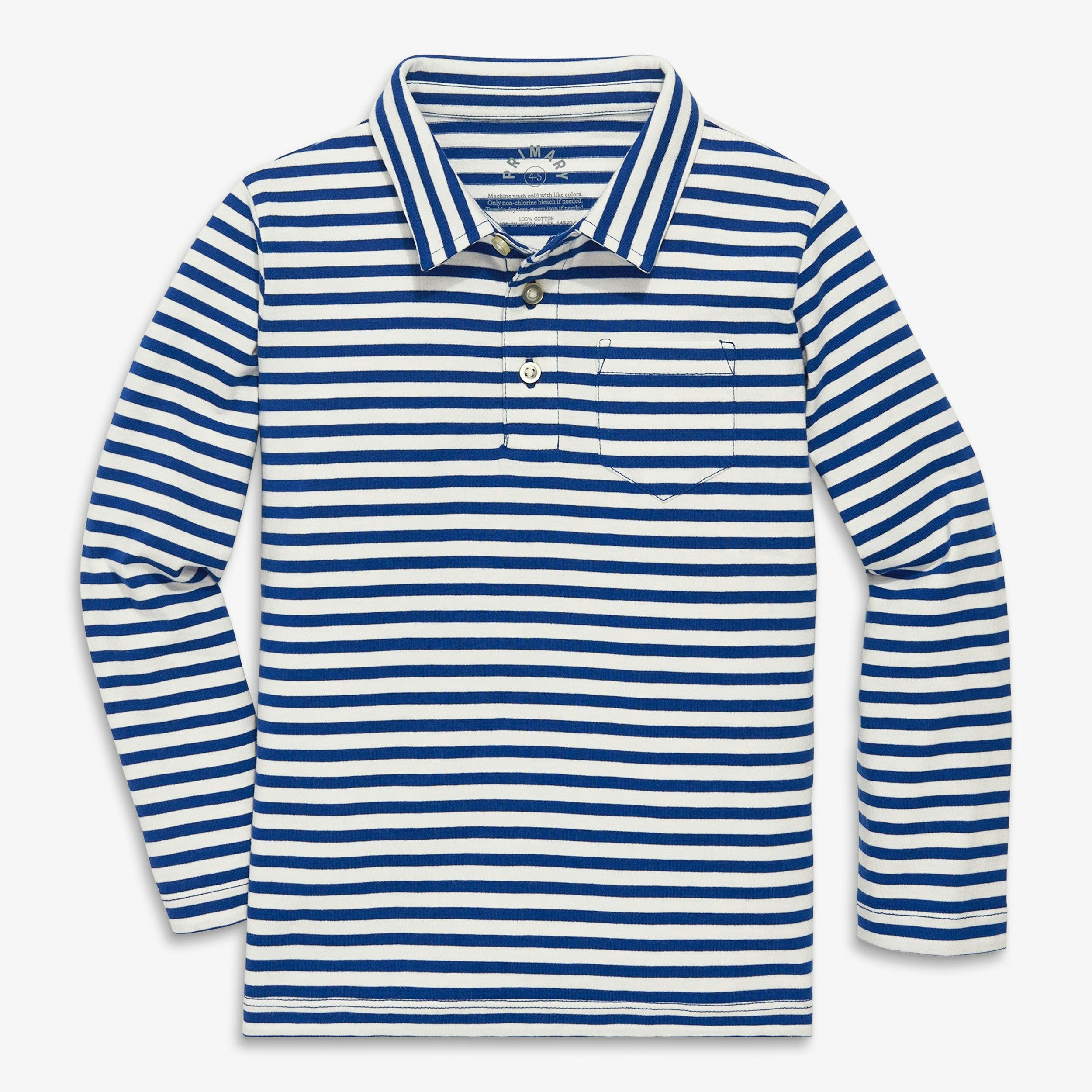 Kids long sleeve polo in stripe