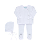 Pointelle Wrap Set with Hat Blue