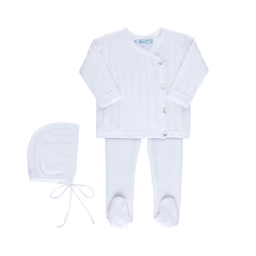 Pointelle Wrap Set with Hat Blue