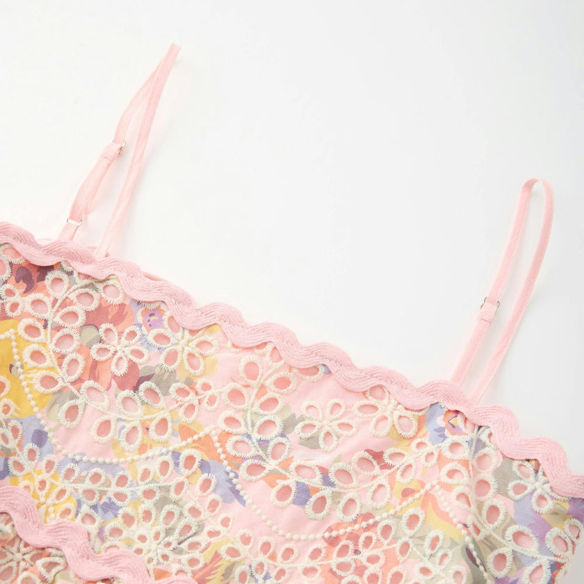 Alanna Frill Embroidered Maxi Dress