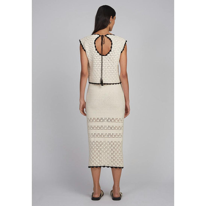 ZARIA CROCHET TOP | IVORY W/ BLACK TIPPING