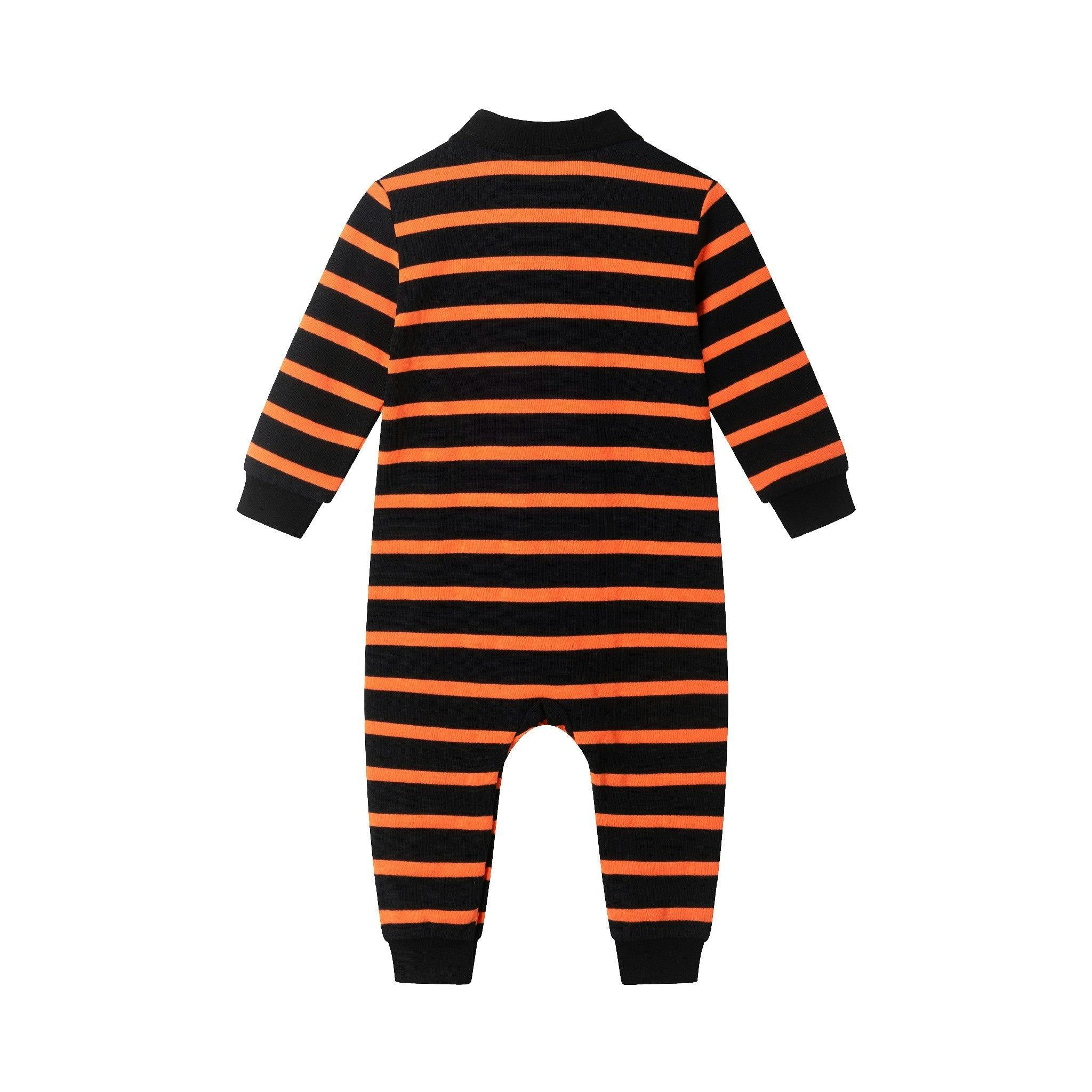 Infant Rugby Stripe Halloween Romper W/Ghost Patch